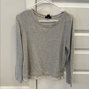 GAP Gray Sweatshirt with Lace Trim
